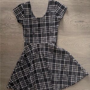 Plaid Scoop Neck Mini Dress XS